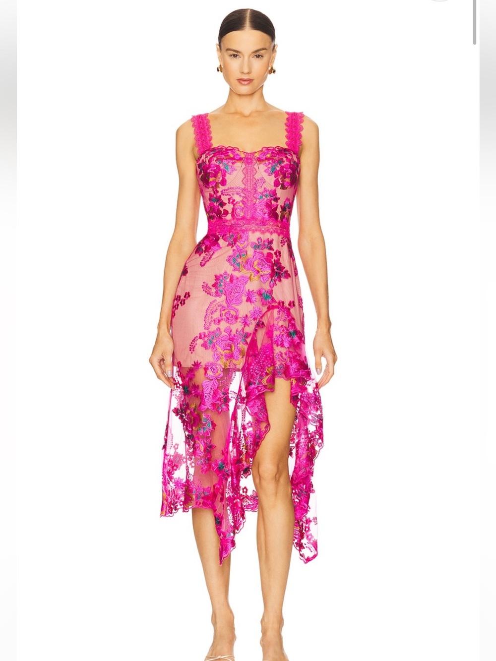 Bronx and Banco Eva Fuchsia Floral Lace Midi Dress Size S Never Worn